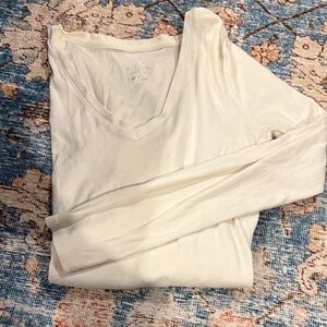 Merona White V Neck Long Sleeve Shirt